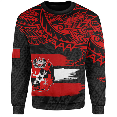 Tonga Sweatshirt Tribal Polynesian Grunge Flag