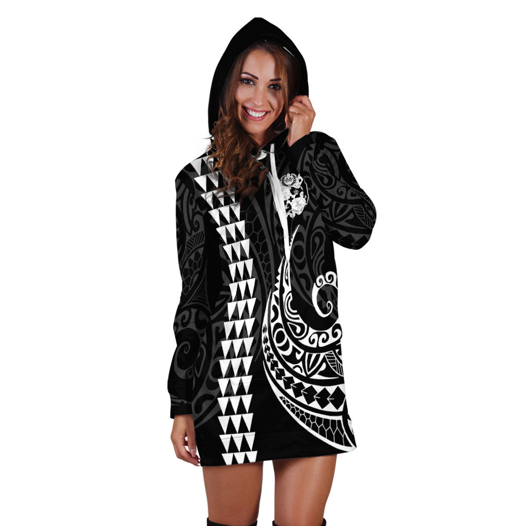Tonga Hoodie Dress Kakau Style White