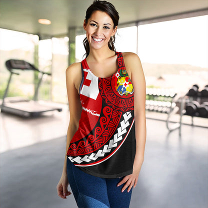 Tonga Women Tank Flag Pattern Circle Style