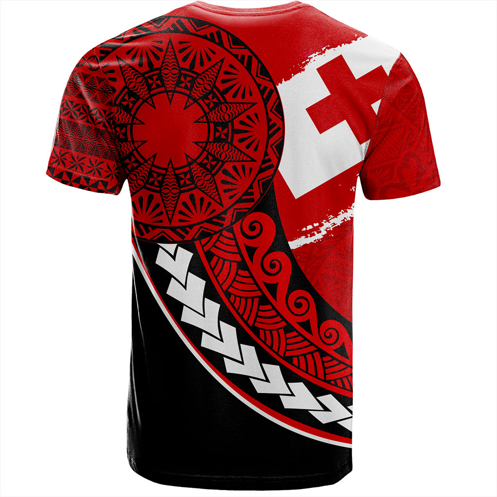 Tonga T-Shirt Flag Pattern Circle Style