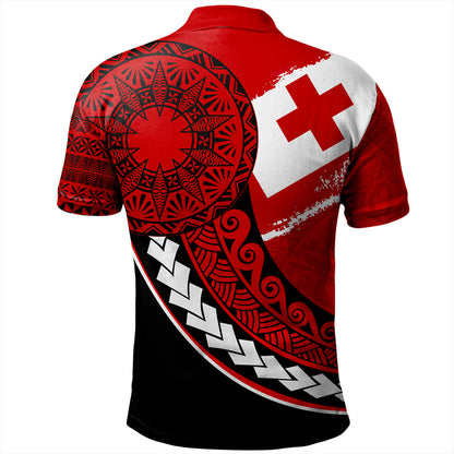 Tonga Polo Shirt Flag Pattern Circle Style