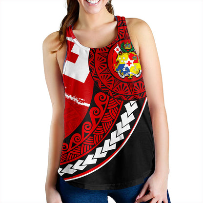 Tonga Women Tank Flag Pattern Circle Style