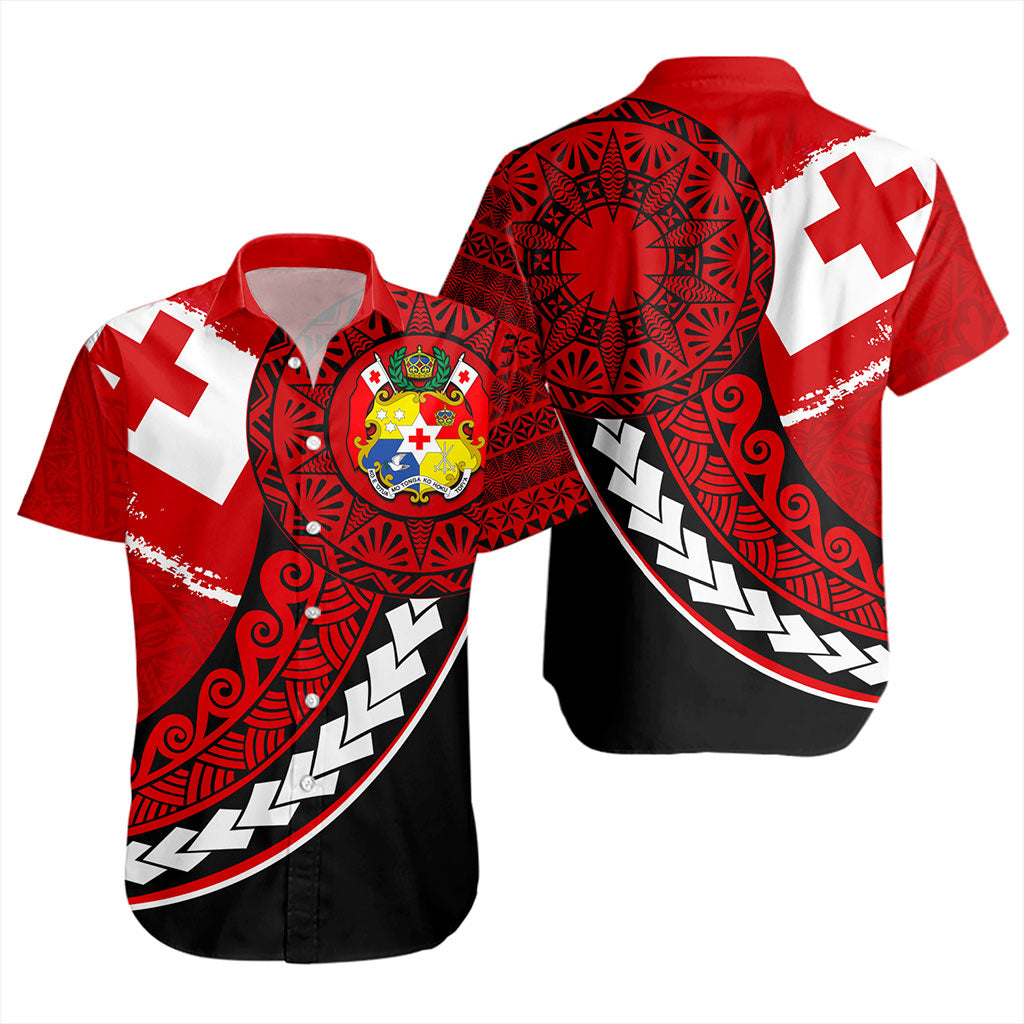 Tonga Short Sleeve Shirt Flag Pattern Circle Style