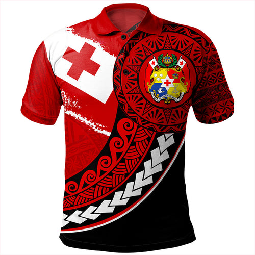 Tonga Polo Shirt Flag Pattern Circle Style