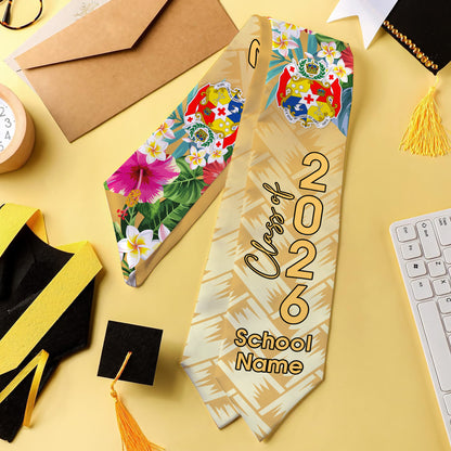 Tonga Graduation Stole Custom Class 2026 Tropical Hibiscus Island Pride