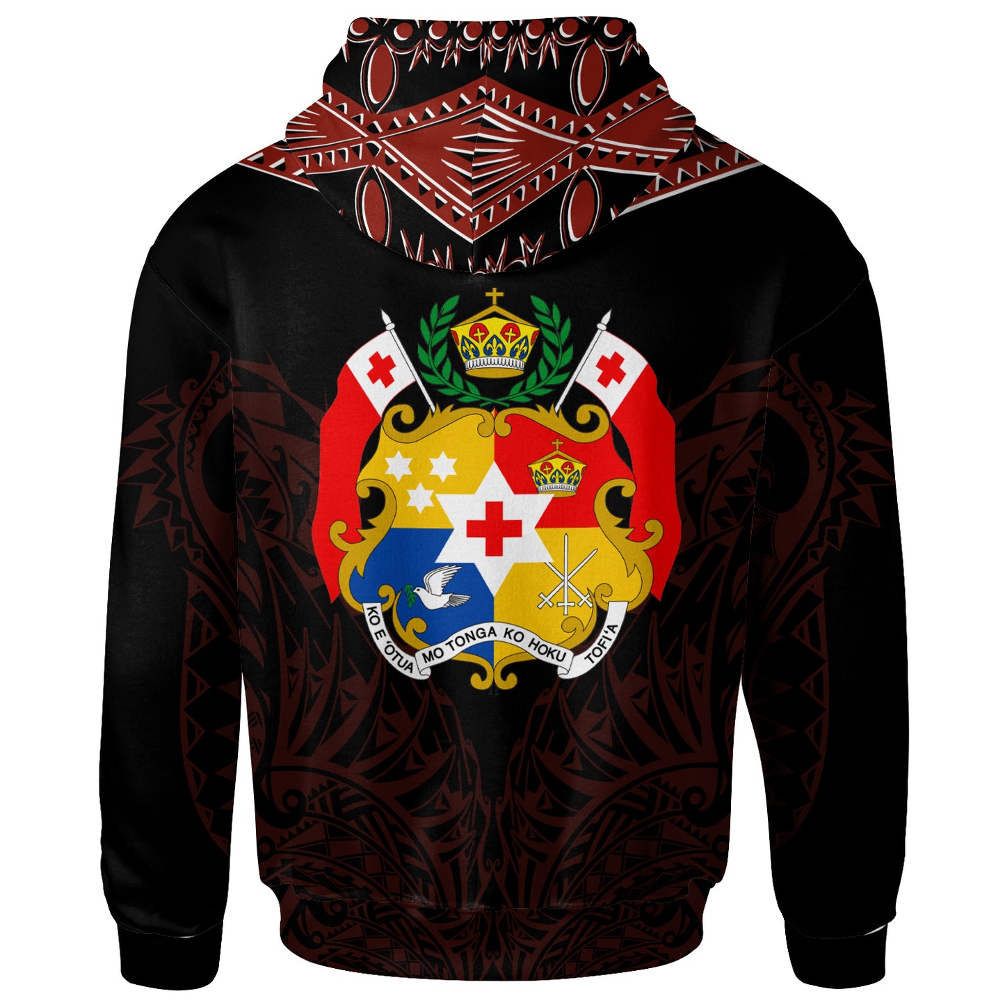 Tonga All Over Hoodie - Tonga Flag Coat Of Arms Tribal Roots Black