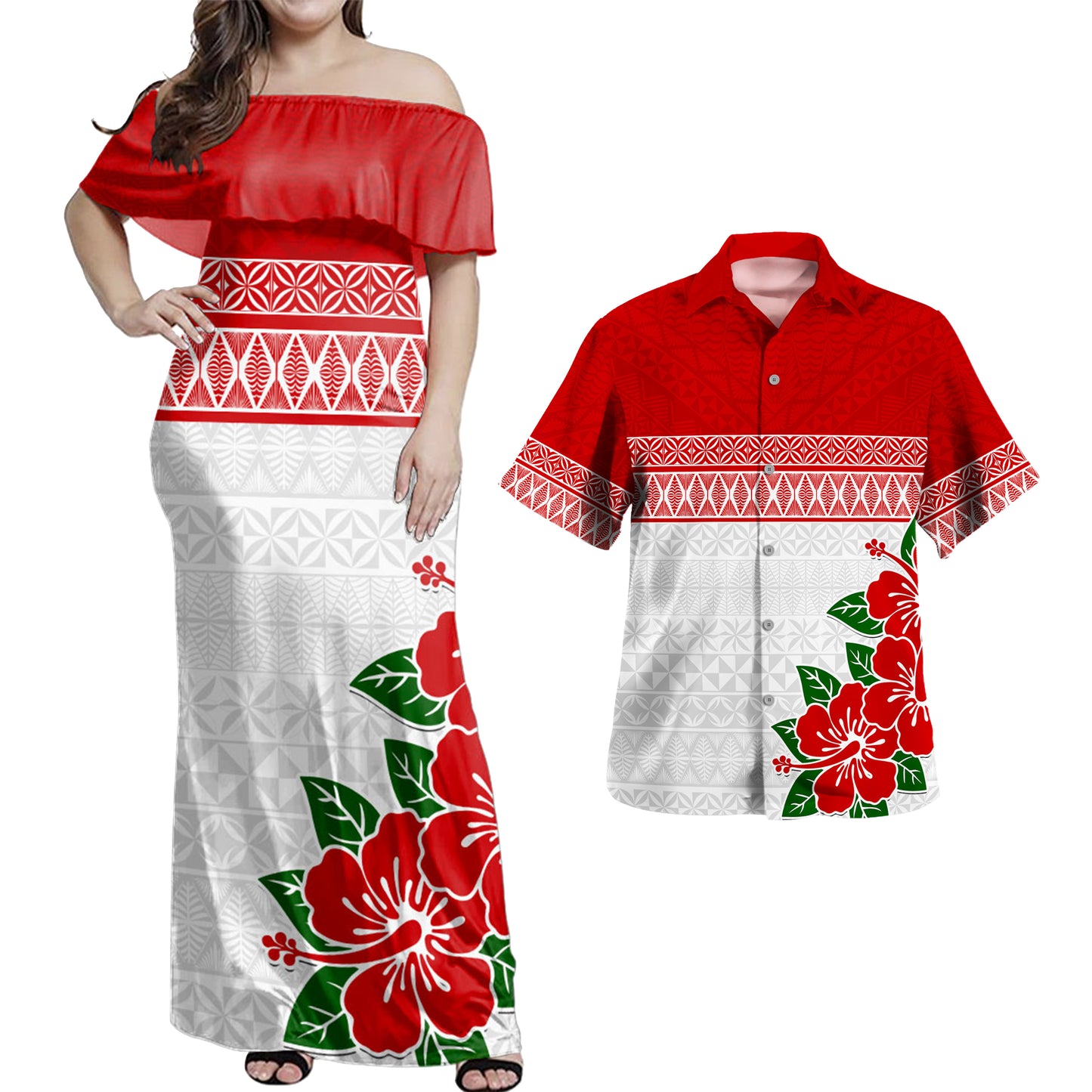Tonga Combo Dress And Shirt  Ngatu Tribal New Style