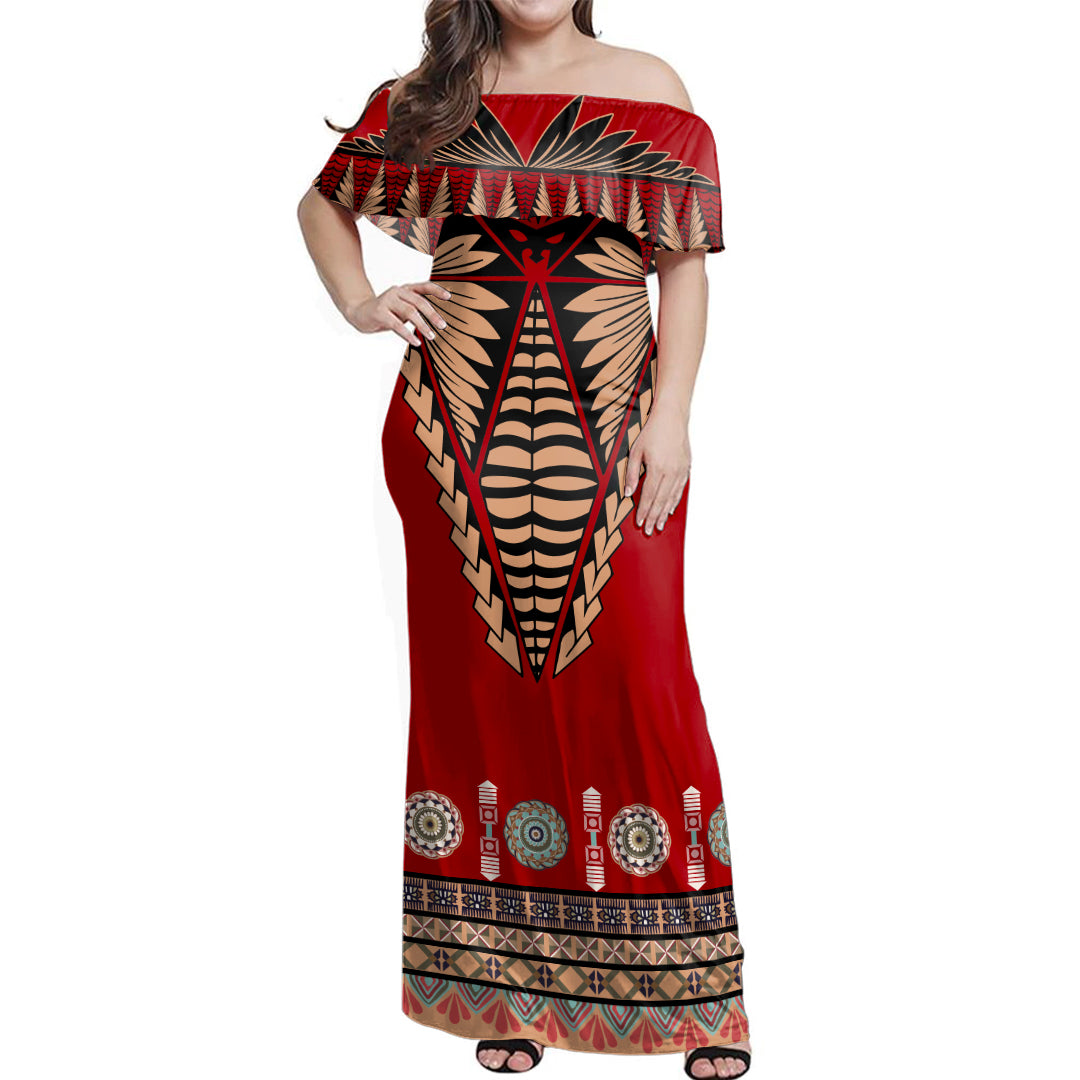 Tonga Ngatu Art Design Woman Off Shoulder Long Dress