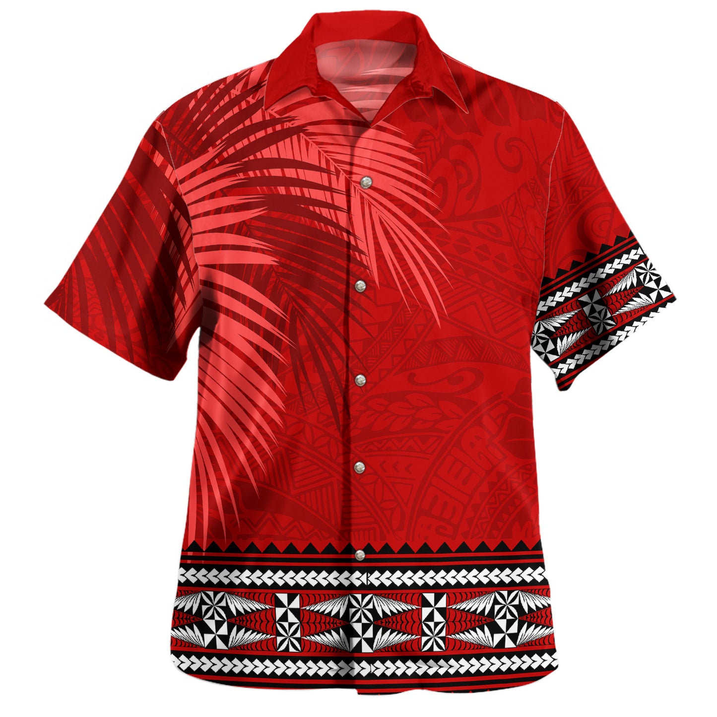 Tonga Combo Dress And Shirt Ngatu Fabric Leaves