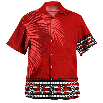 Tonga Combo Short Sleeve Dress And Shirt Ngatu Fabric Leaves