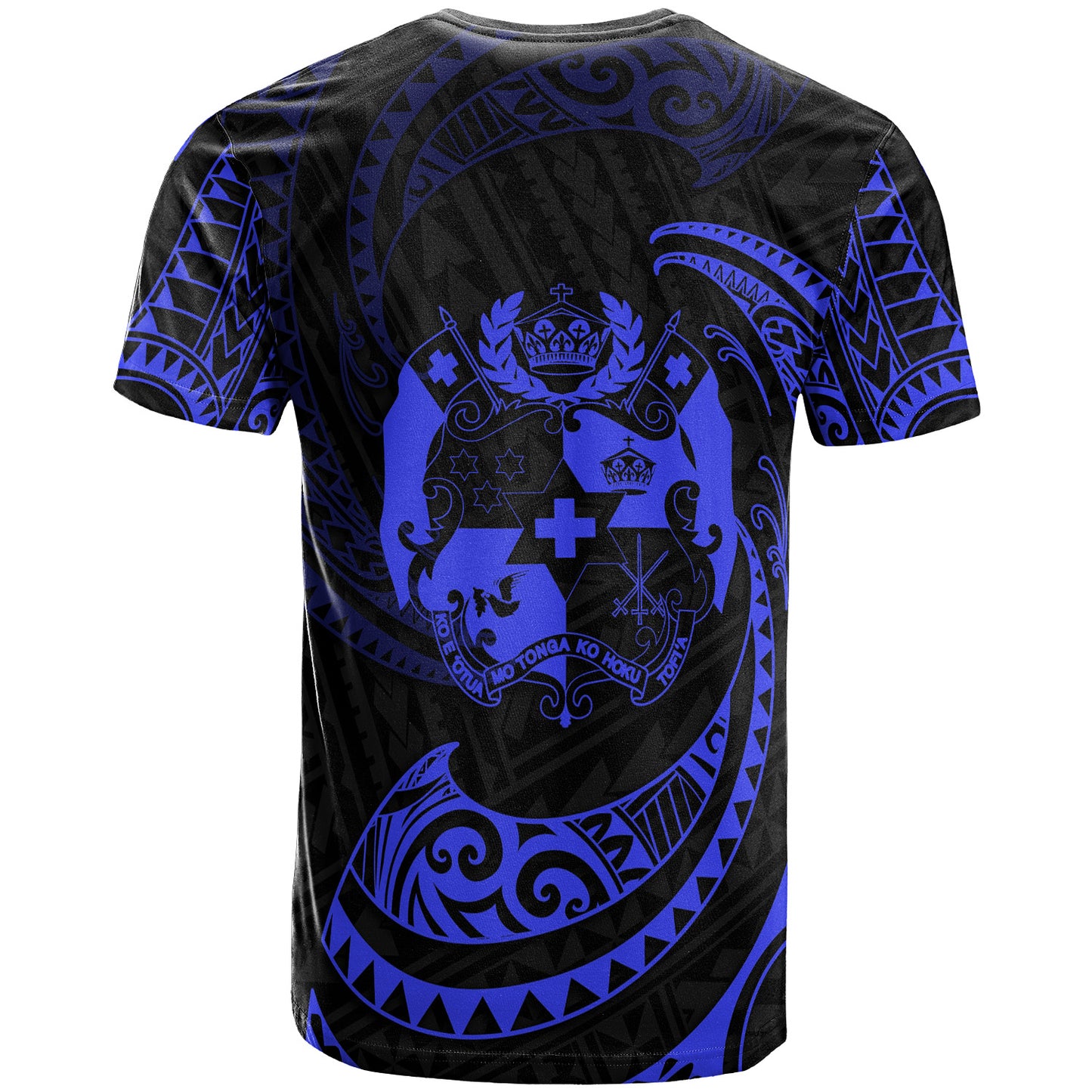 Tonga Polynesian Custom Personalised T-Shirt - Blue Tribal Wave