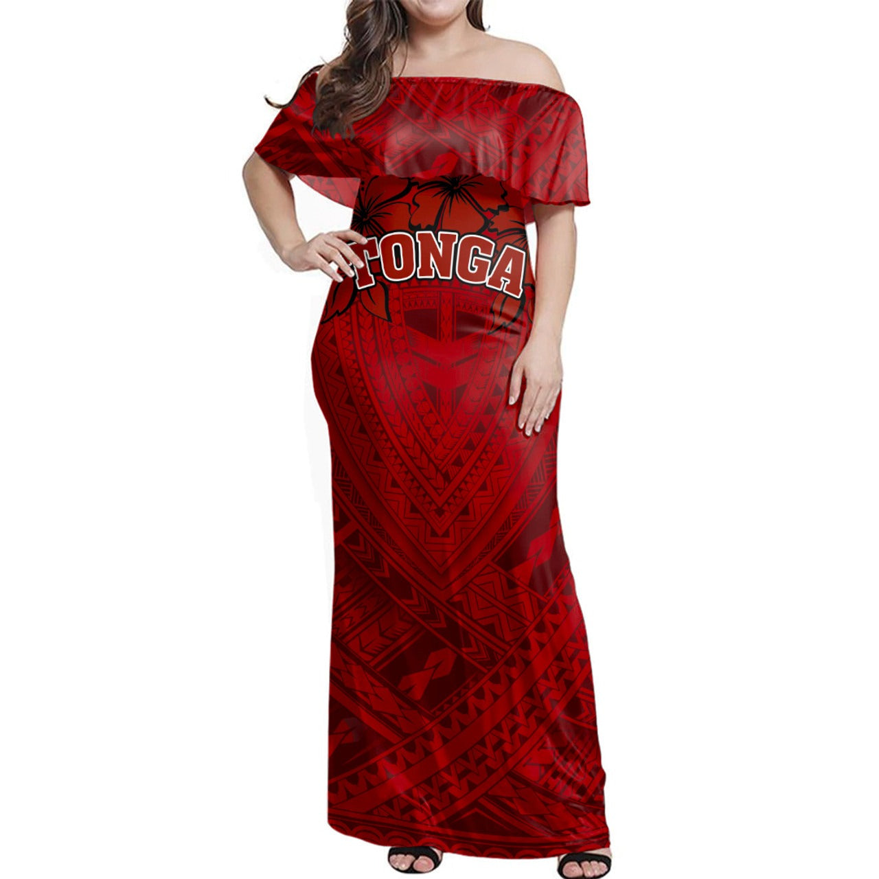 Tonga Combo Dress And Shirt Polynesian Hibiscus Style