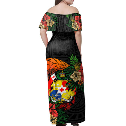 Tonga Polynesian Hibiscus Tropical Woman Off Shoulder Long Dress
