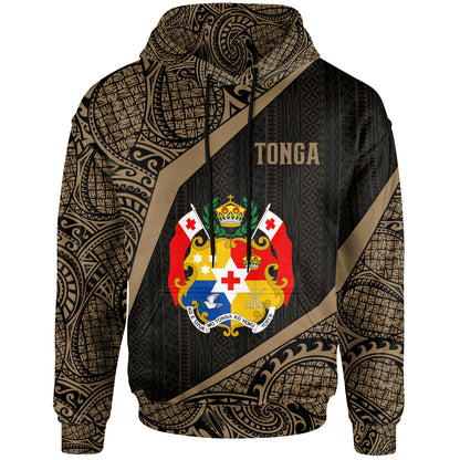 Tonga Polynesian Hoodie - Tonga Coat Of Arms Polynesian Tattoo Gold