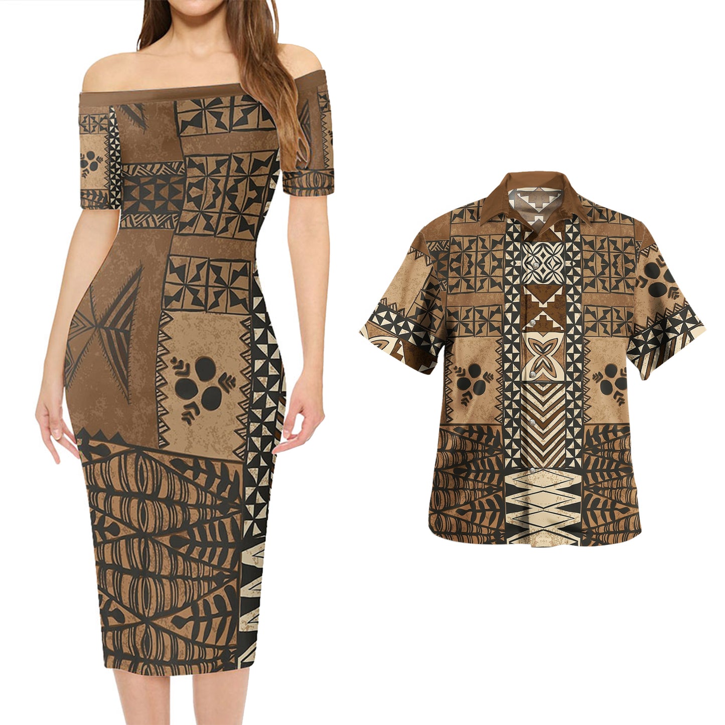 Tonga Combo Short Sleeve Dress And Shirt Scarf