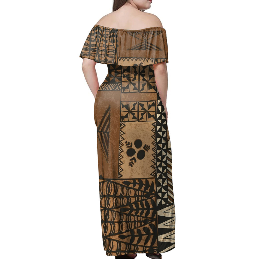 Tonga Scarf Woman Off Shoulder Long Dress