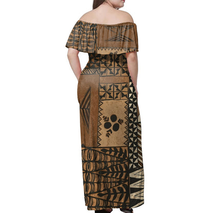 Tonga Scarf Woman Off Shoulder Long Dress