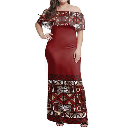 Tonga Siapo Style Woman Off Shoulder Long Dress