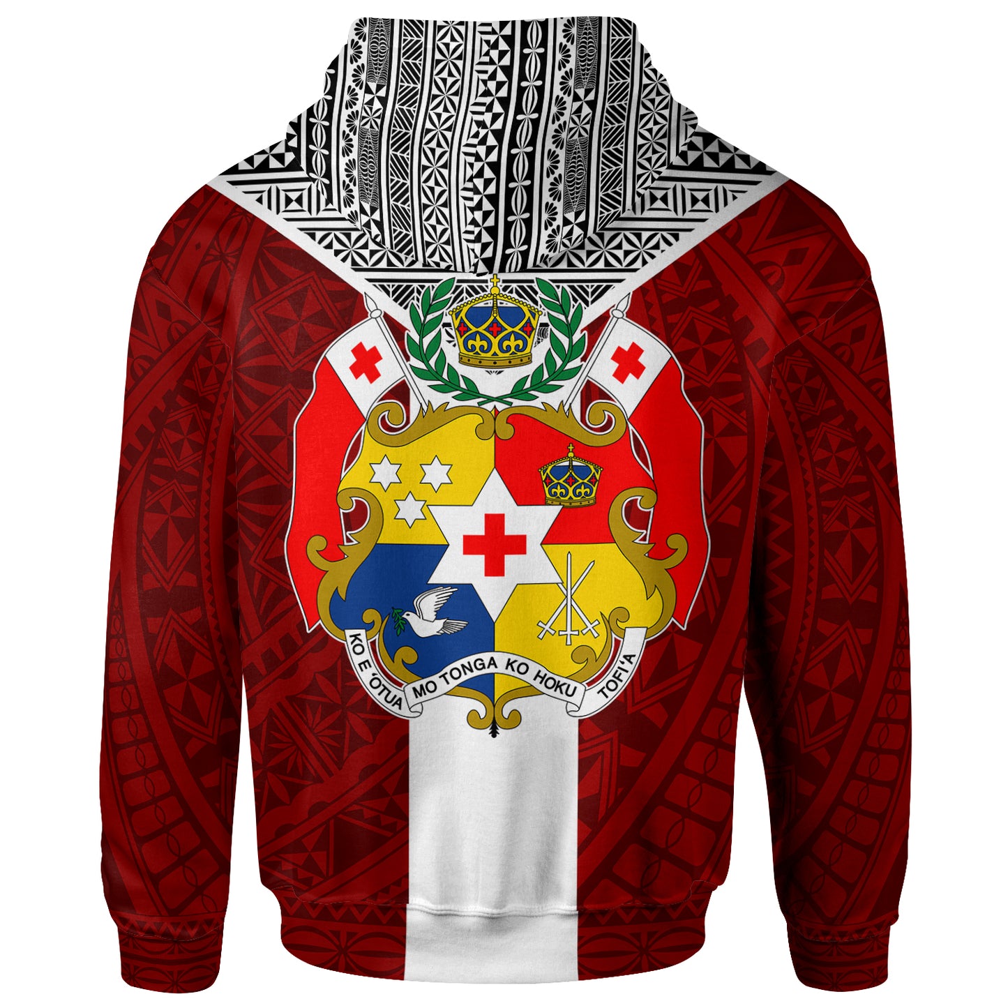 Tonga Tapa Hoodie - Tonga Flag Coat Of Arms Polynesian Tattoo