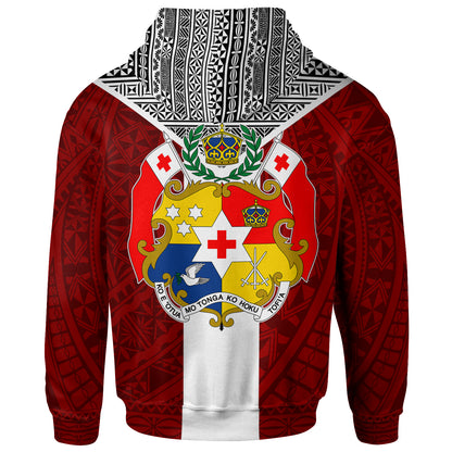 Tonga Tapa Hoodie - Tonga Flag Coat Of Arms Polynesian Tattoo
