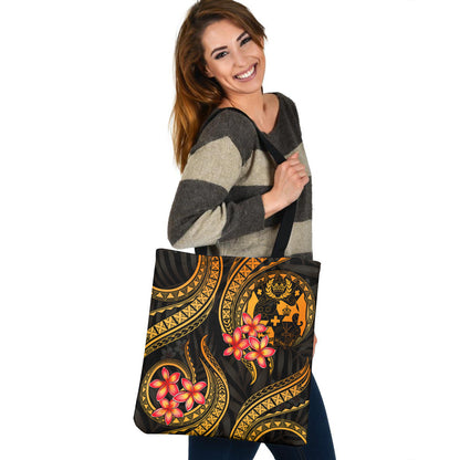 Tonga Tote Bag Gold Polynesian Pattern Plumeria