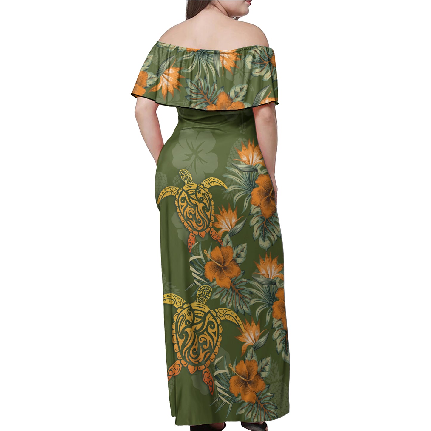 Tonga Woman Off Shoulder Long Dress Polynesian Tropical Summer
