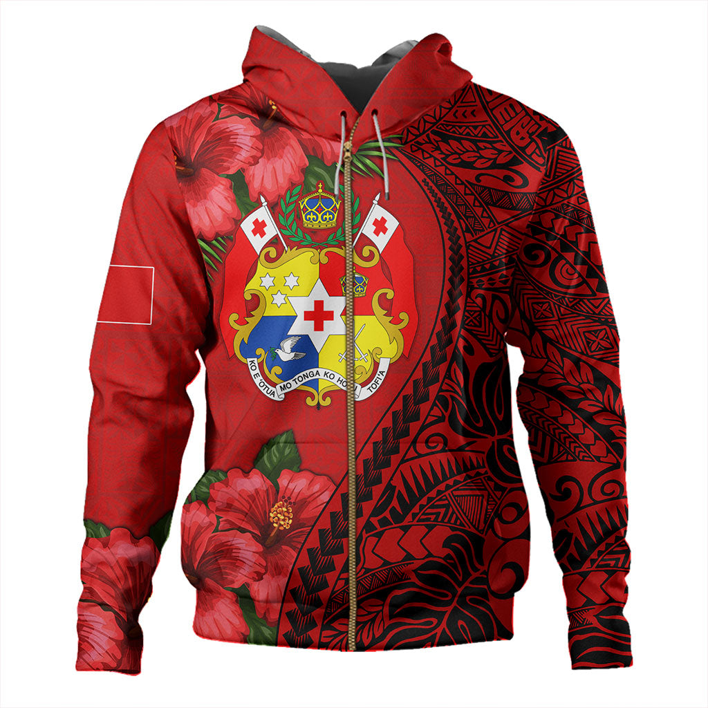 Tonga Hoodie Tribal Polynesian With Hibiscus Flower