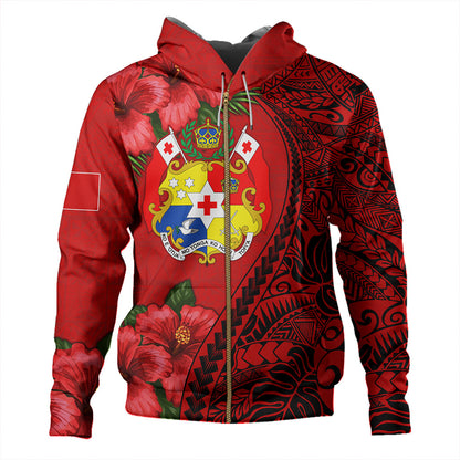 Tonga Hoodie Tribal Polynesian With Hibiscus Flower