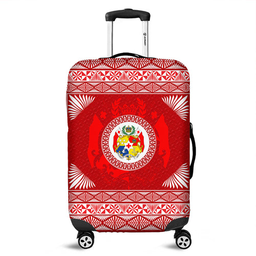 Tonga Luggage Cover Ngatu Pattern Coat Of Arms Style
