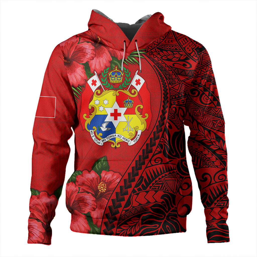 Tonga Hoodie Tribal Polynesian With Hibiscus Flower
