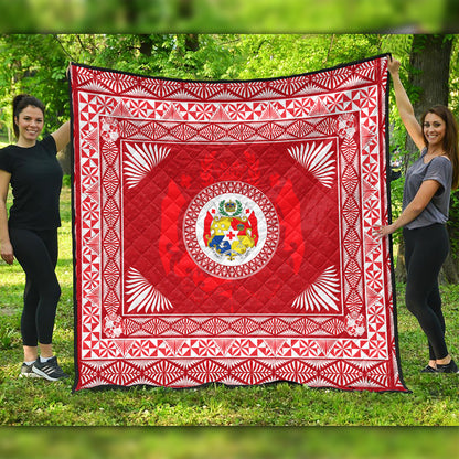 Tonga Premium Quilt Ngatu Pattern Coat Of Arms Style