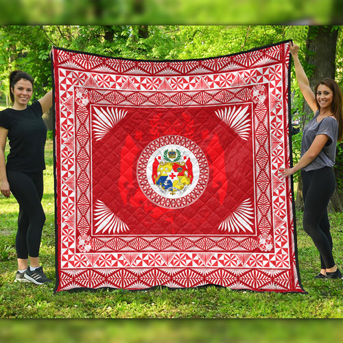 Tonga Premium Quilt Ngatu Pattern Coat Of Arms Style