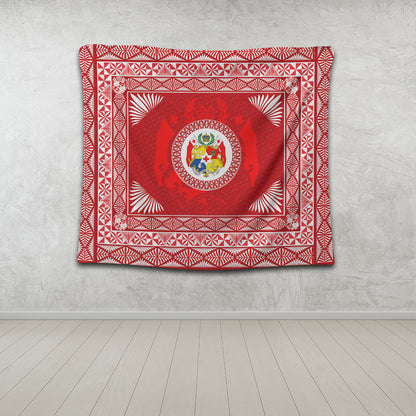 Tonga Tapestry Ngatu Pattern Coat Of Arms Style
