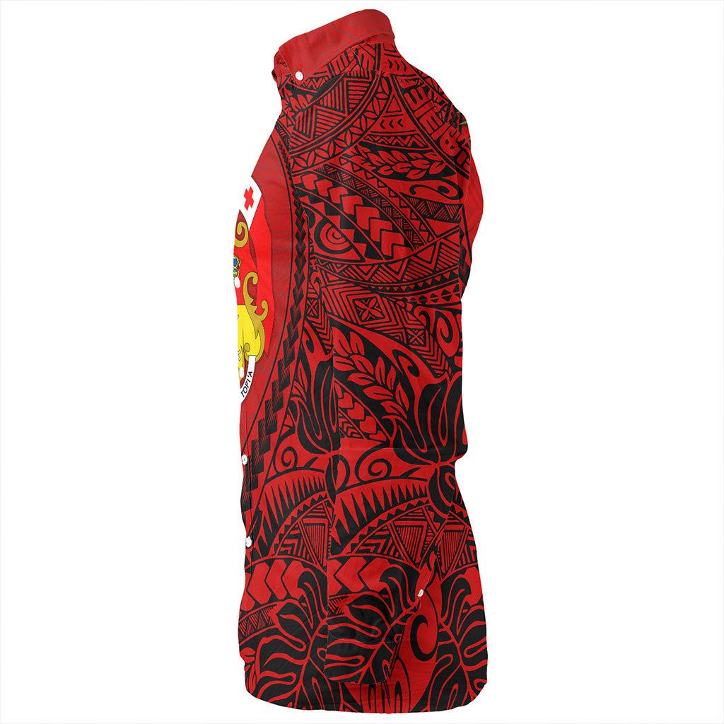 Tonga Long Sleeve Shirt Tribal Polynesian With Hibiscus Flower