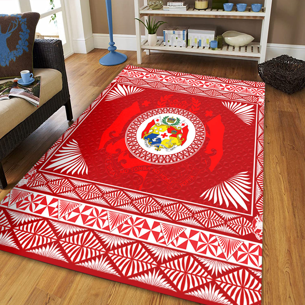 Tonga Area Rug Ngatu Pattern Coat Of Arms Style