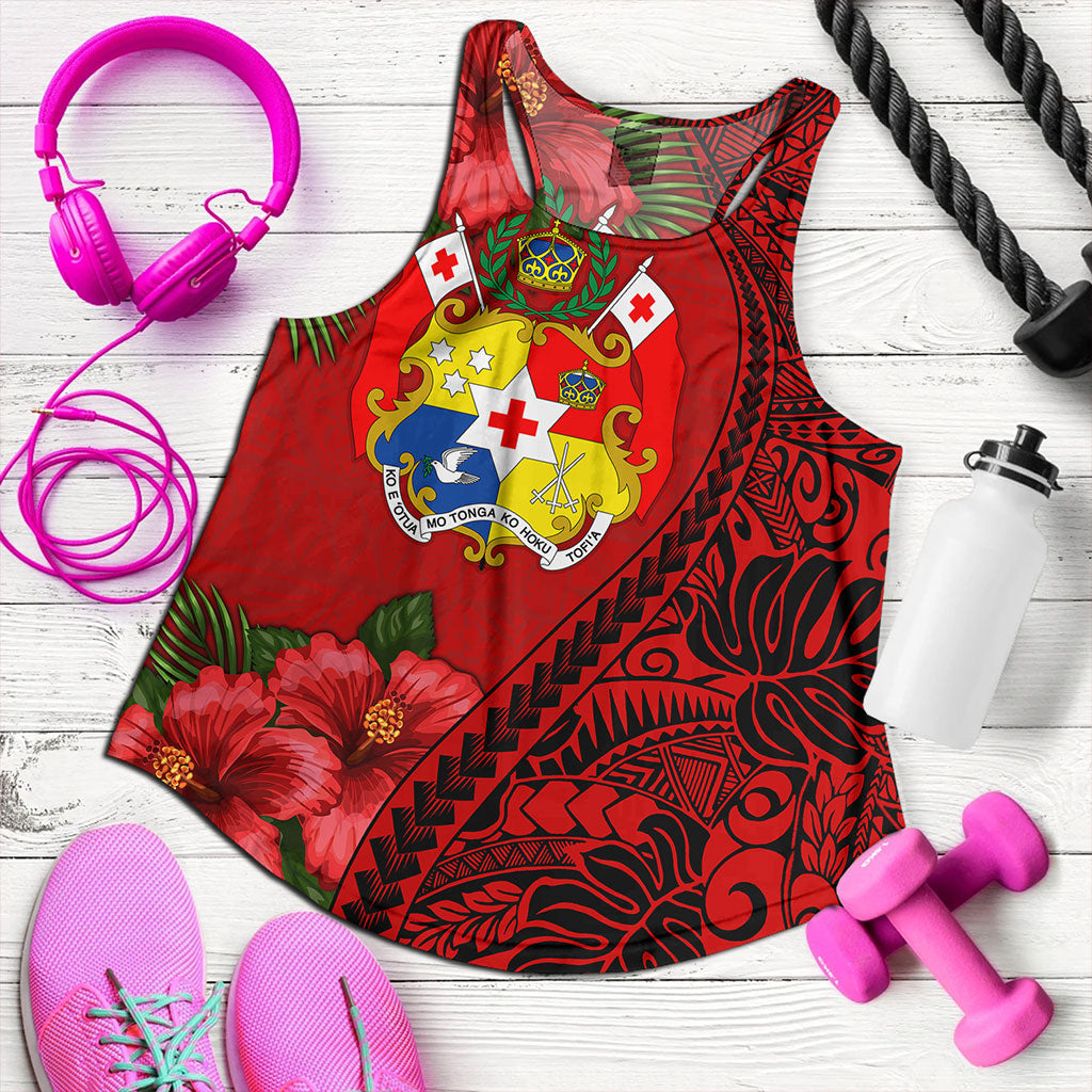 Tonga Women Tank Tribal Polynesian With Hibiscus Flower