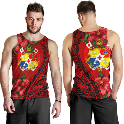 Tonga Tank Top Tribal Polynesian With Hibiscus Flower