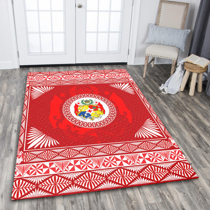 Tonga Area Rug Ngatu Pattern Coat Of Arms Style