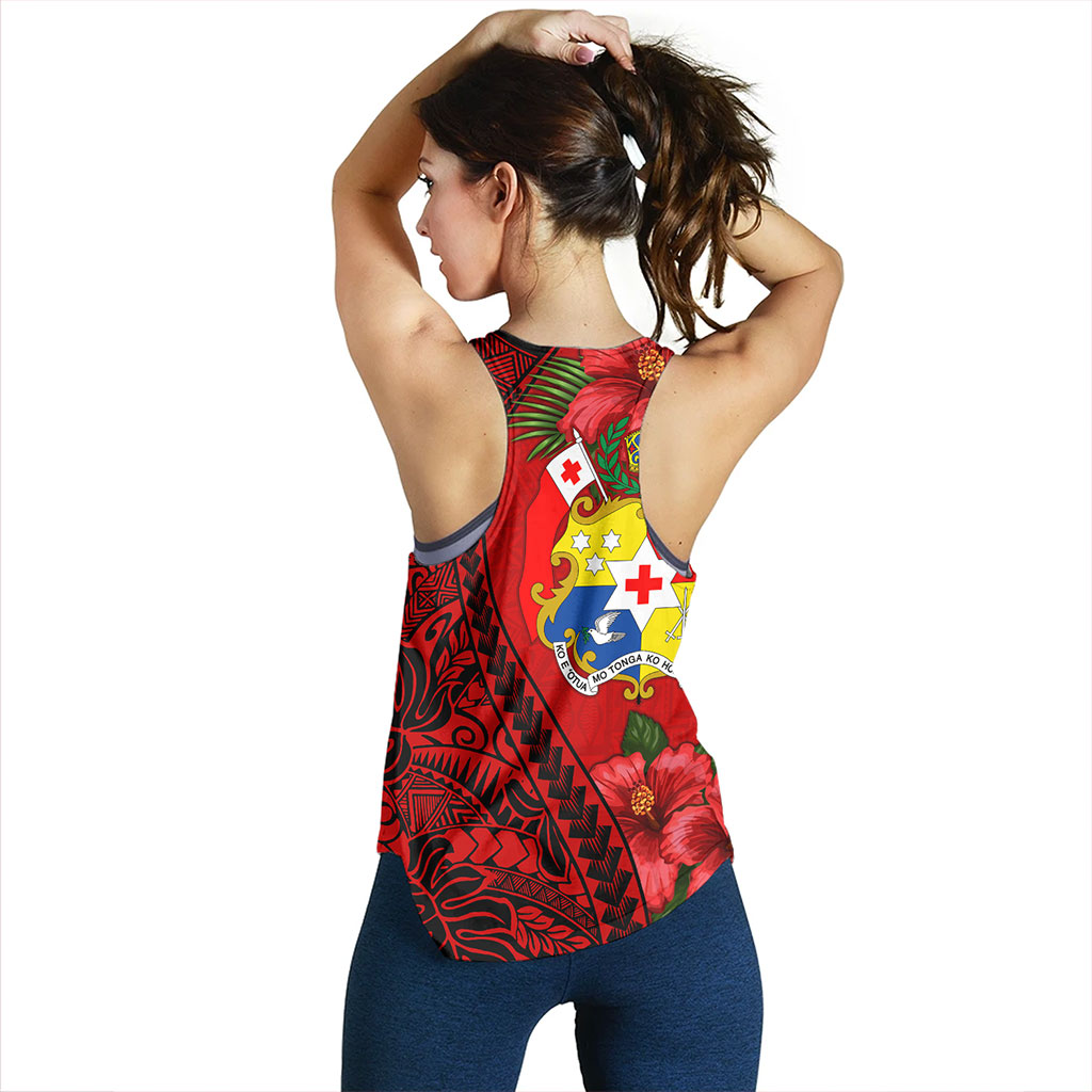 Tonga Women Tank Tribal Polynesian With Hibiscus Flower