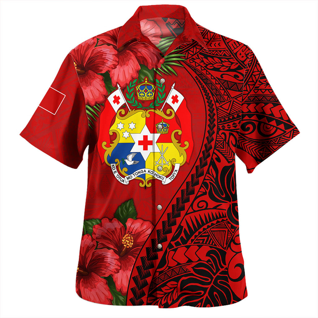 Tonga Hawaiian Shirt Tribal Polynesian With Hibiscus Flower