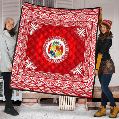 Tonga Premium Quilt Ngatu Pattern Coat Of Arms Style