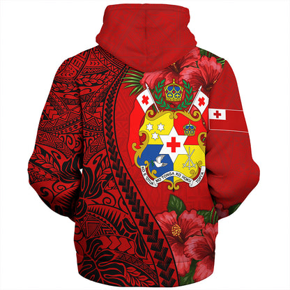 Tonga Sherpa Hoodie Tribal Polynesian With Hibiscus Flower