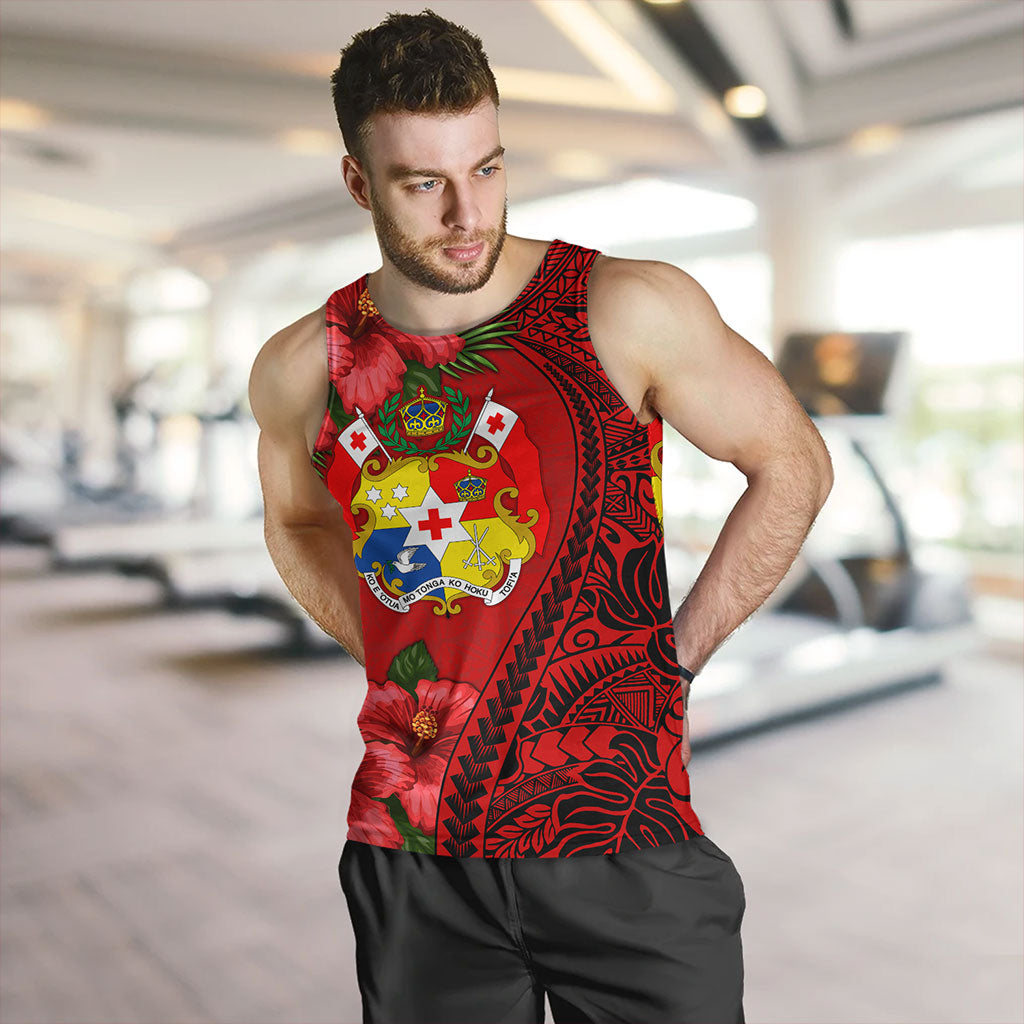 Tonga Tank Top Tribal Polynesian With Hibiscus Flower