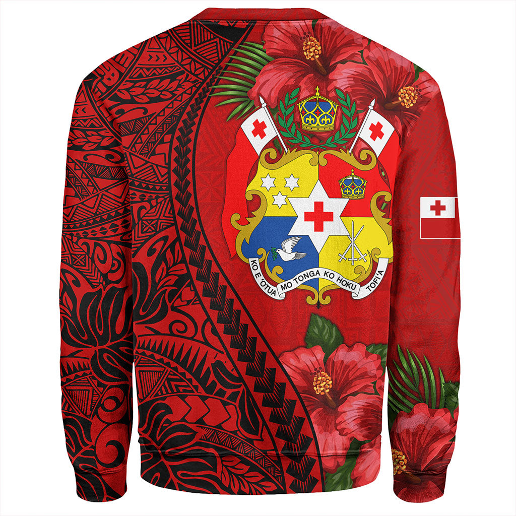 Tonga Sweatshirt Tribal Polynesian With Hibiscus Flower