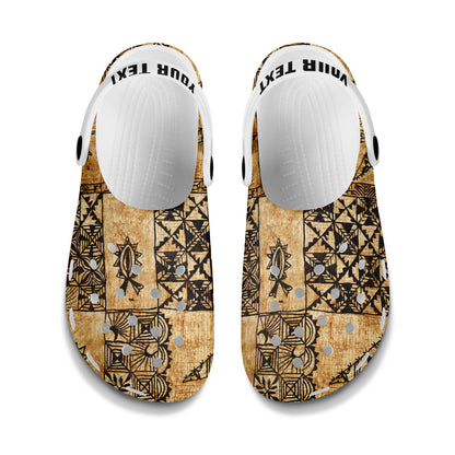 Tonga Clogs Shoes Custom Text Tongan Ngatu Design