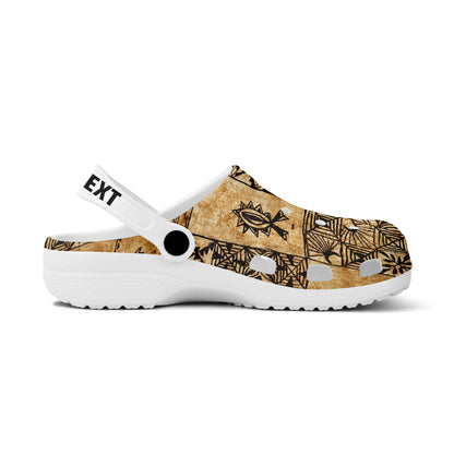 Tonga Clogs Shoes Custom Text Tongan Ngatu Design