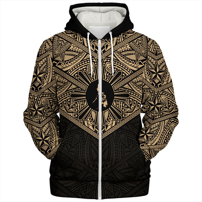 Philippines Filipinos Sherpa Hoodie Traditional Tribal Tattoo Sun