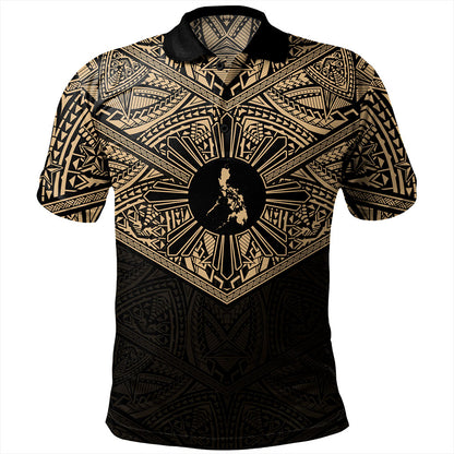 Philippines Filipinos Polo Shirt Traditional Tribal Tattoo Sun