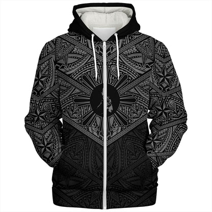 Philippines Filipinos Sherpa Hoodie Traditional Tribal Tattoo Sun
