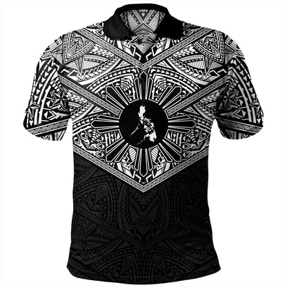 Philippines Filipinos Polo Shirt Traditional Tribal Tattoo Sun